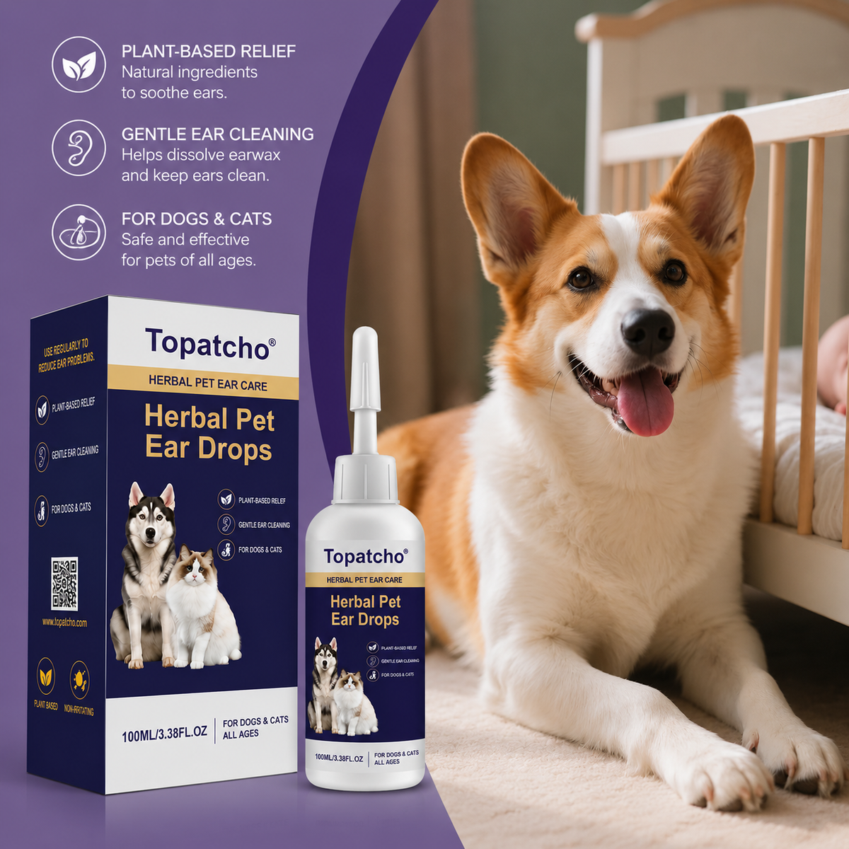 Topatcho™ 🍃 Gentle Clean & Calm Pet Ear Drops