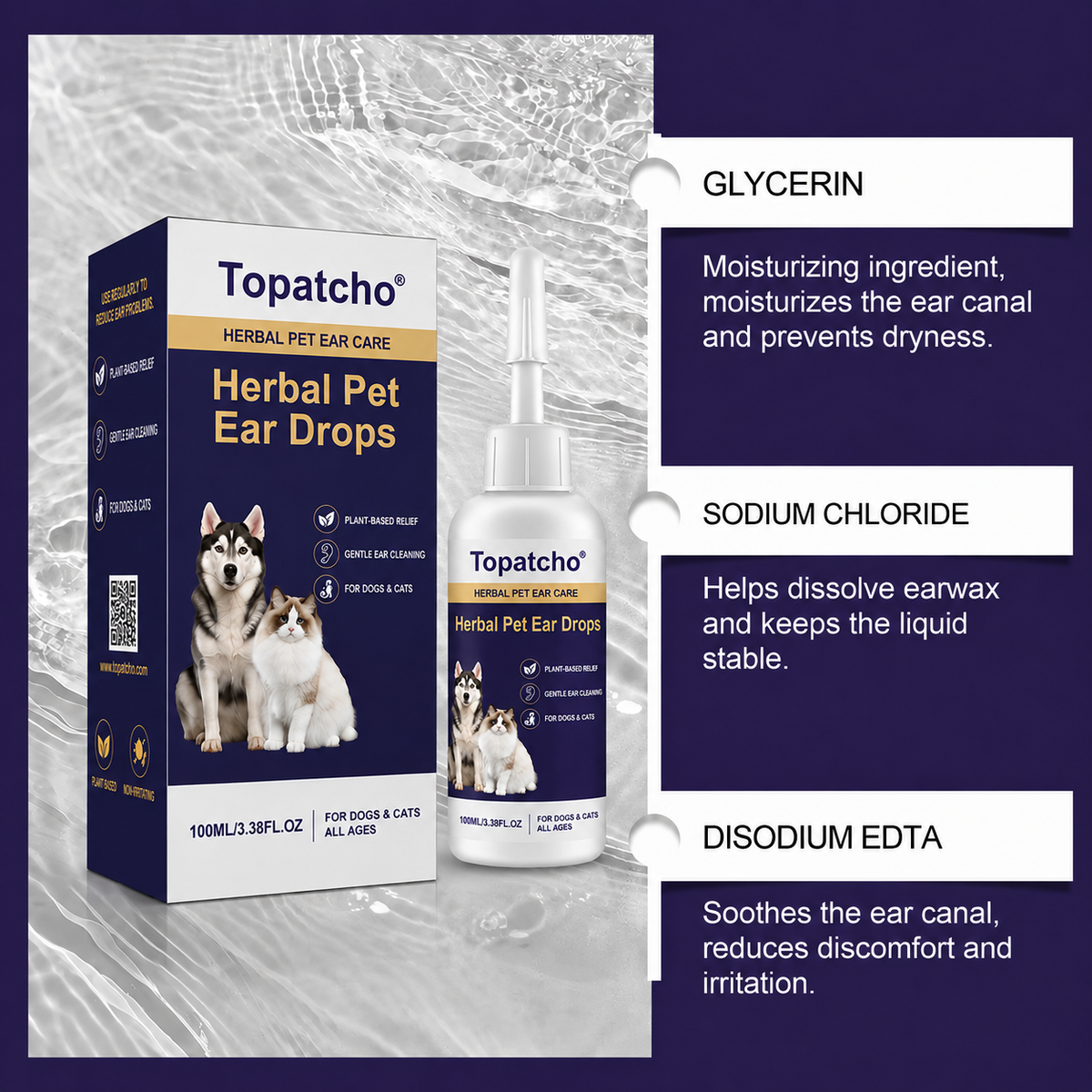 Topatcho™ 🍃 Gentle Clean & Calm Pet Ear Drops