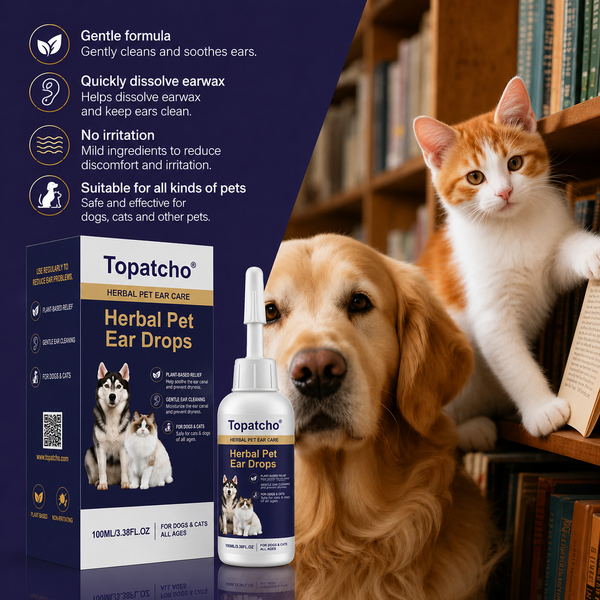 Topatcho™ 🍃 Gentle Clean & Calm Pet Ear Drops
